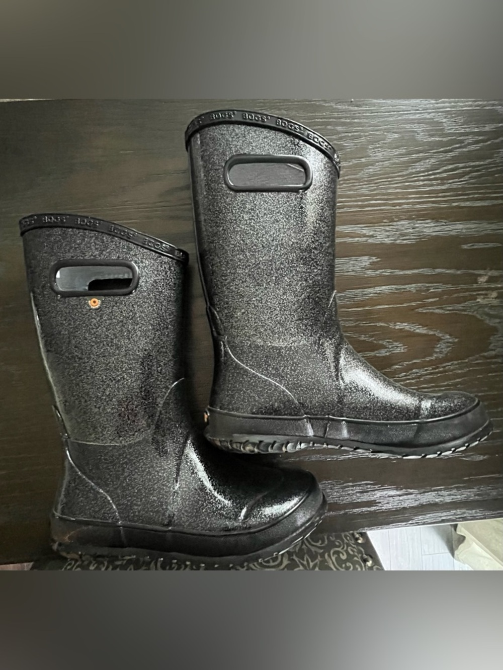 Bogs Kids Black Glitter Tall Rain & Snow Boots